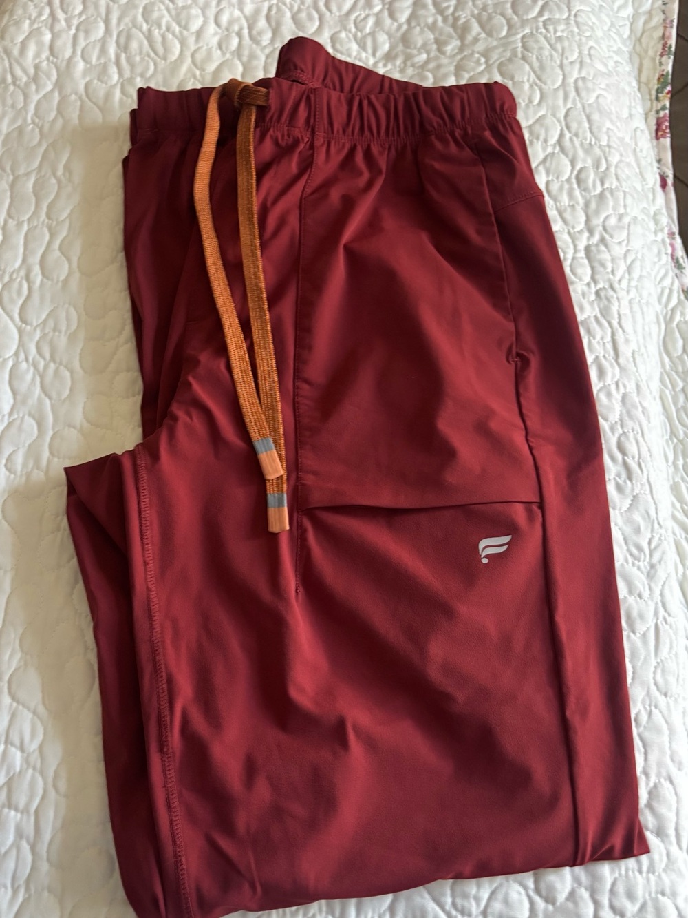 Fabletics Men's Maroon Joggers with Orange Drawcord